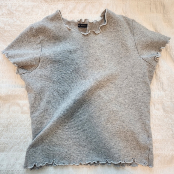Brandy Melville Grey Cropped Baby tee - Picture 1 of 5